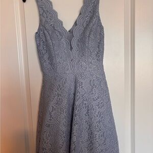 City Studio Lavender Lace V-Neck Midi Dress